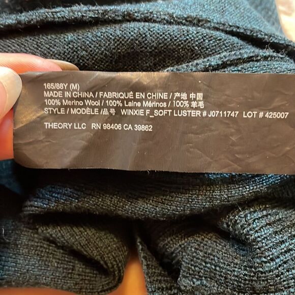 Theory Merino Wool Draped Open Front Cardigan Sweater - Picture 7 of 8